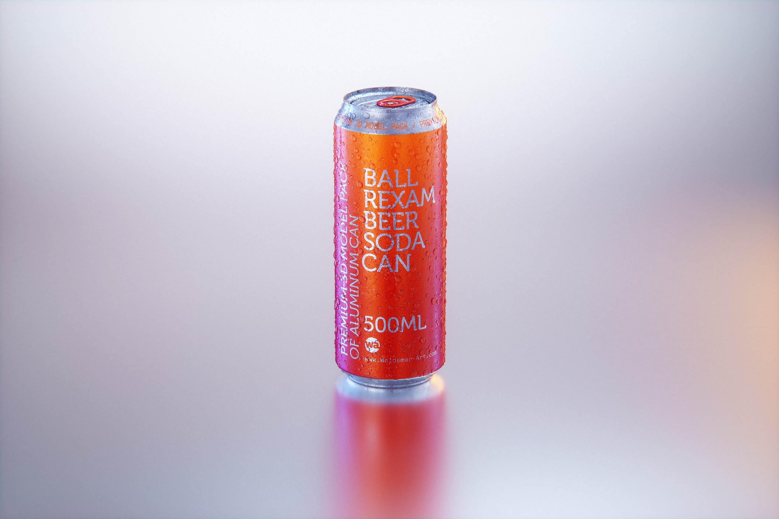 Metal Beer/Soda can 500ml with water droplets and condensation professional 3D model pack