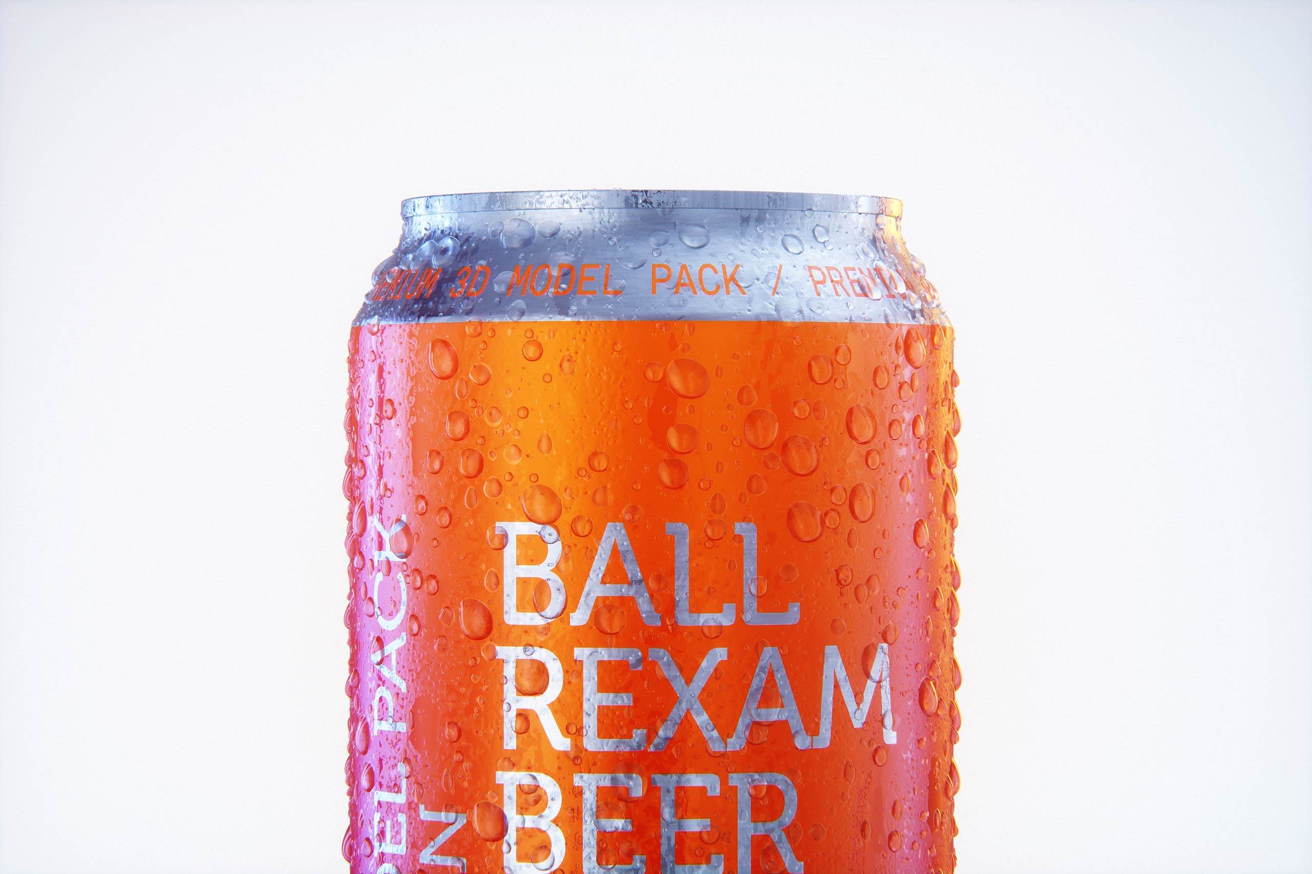 Metal Beer/Soda can 500ml with water droplets and condensation professional 3D model pack