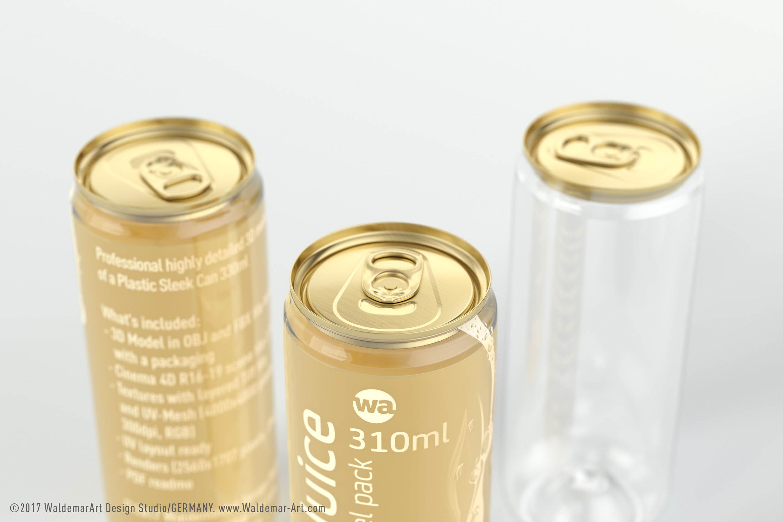 Plastic sleek can 3D packaging model 330/310ml