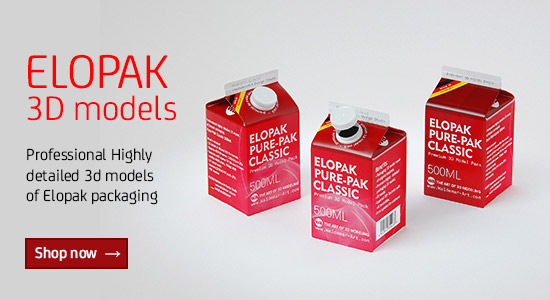 Professional Highly detailed packaging 3D models of Elopak