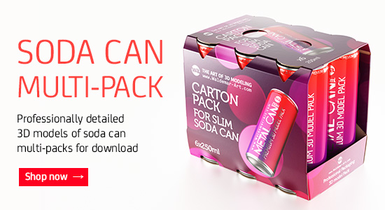 Professionally detailed Premium 3D models of Soda can multipacks for Download