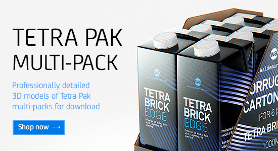 Professionally detailed Premium 3D models of Tetra Pak multipacks for Download