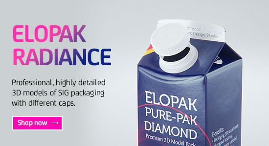 Professional, highly detailed 3D models of ELOPAK packaging  with different caps.