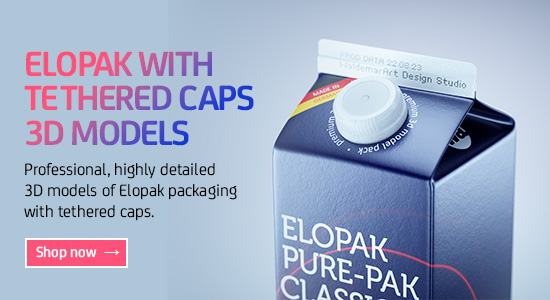 Elopak Carton Packaging 3D models for Download with tethered caps