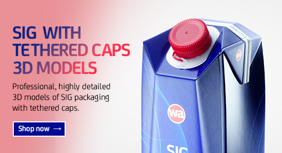 SIG Carton Packaging 3D models for Download with tethered caps