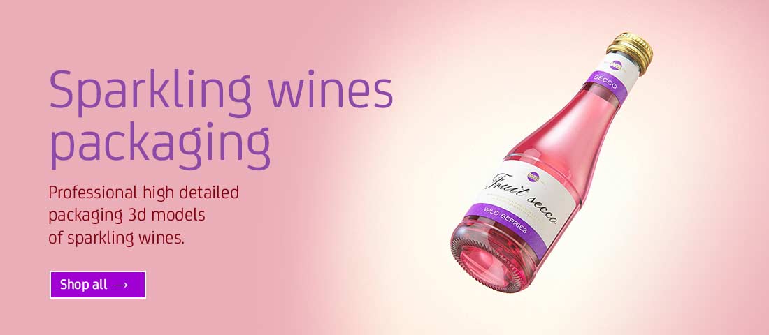 Sparkling wine bottle packaging 3d models for Download