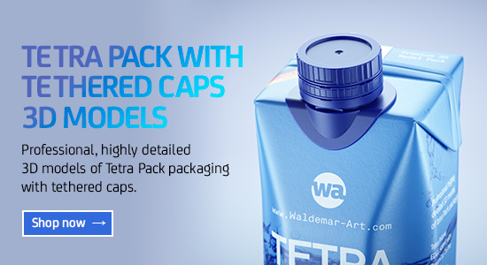 Tetra Pak Carton Packaging 3D models for Download with tethered caps