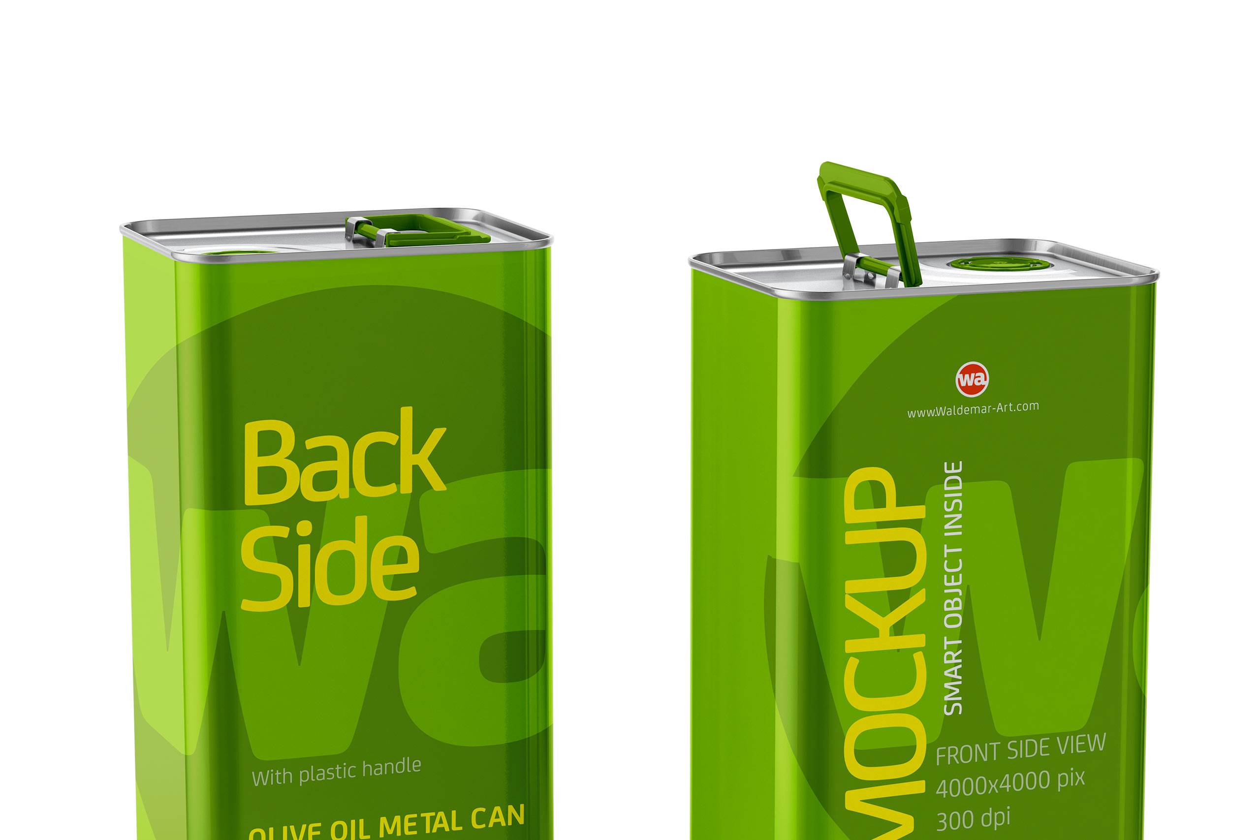 Olive Oil Metal Can 3Le Mockup Back Front Side View 2 pak