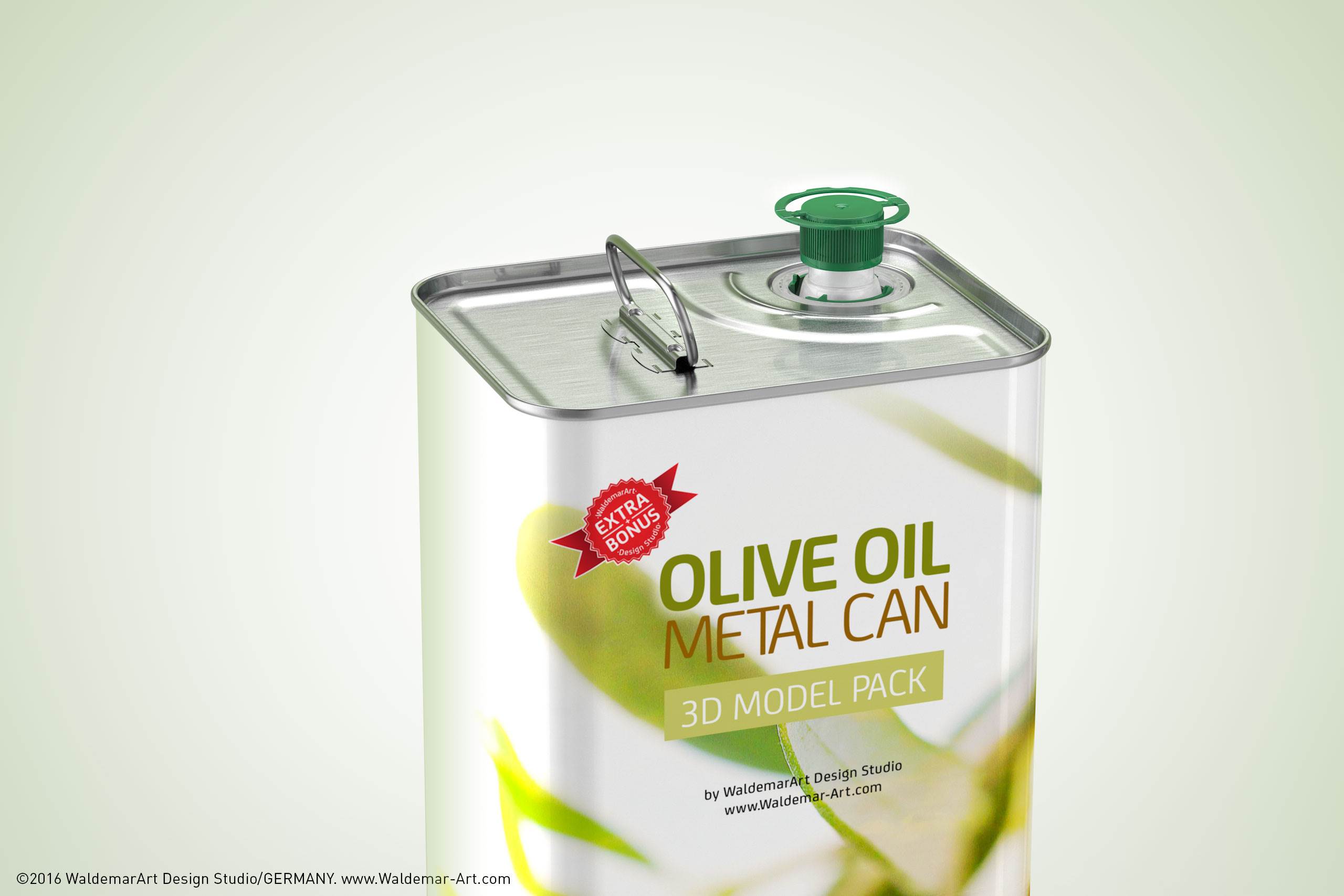 Olive Oil Tin Metal Can 3le 3D model with handle + bonus