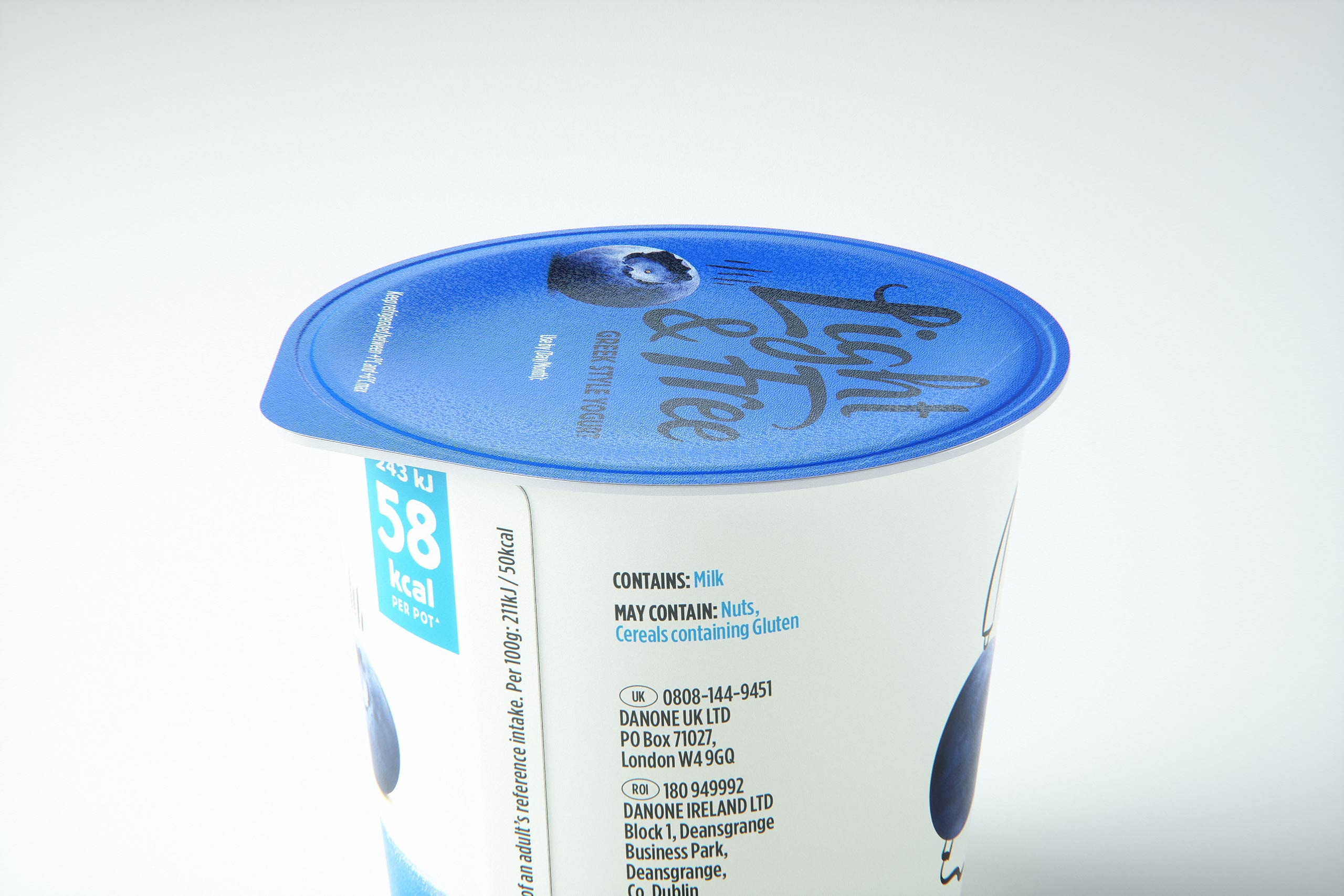 DANONE Light and Free Yogurt Blueberry 4x (115g) product 3D visualization