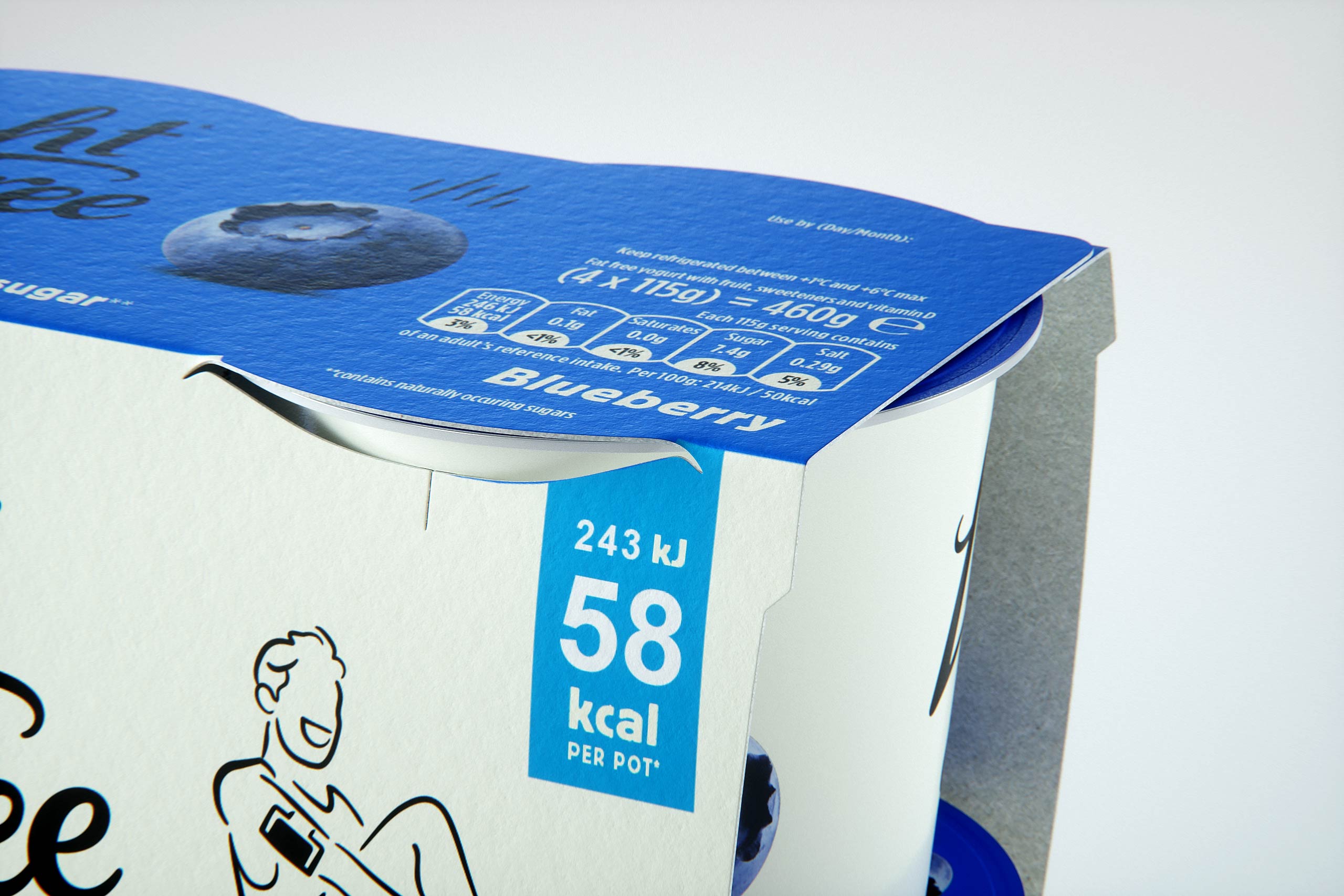 DANONE Light and Free Yogurt Blueberry 4x (115g) product 3D visualization