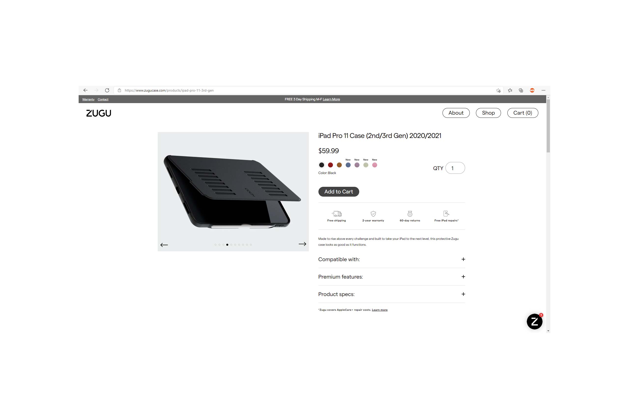 ZUGU Case Product 3D visualization