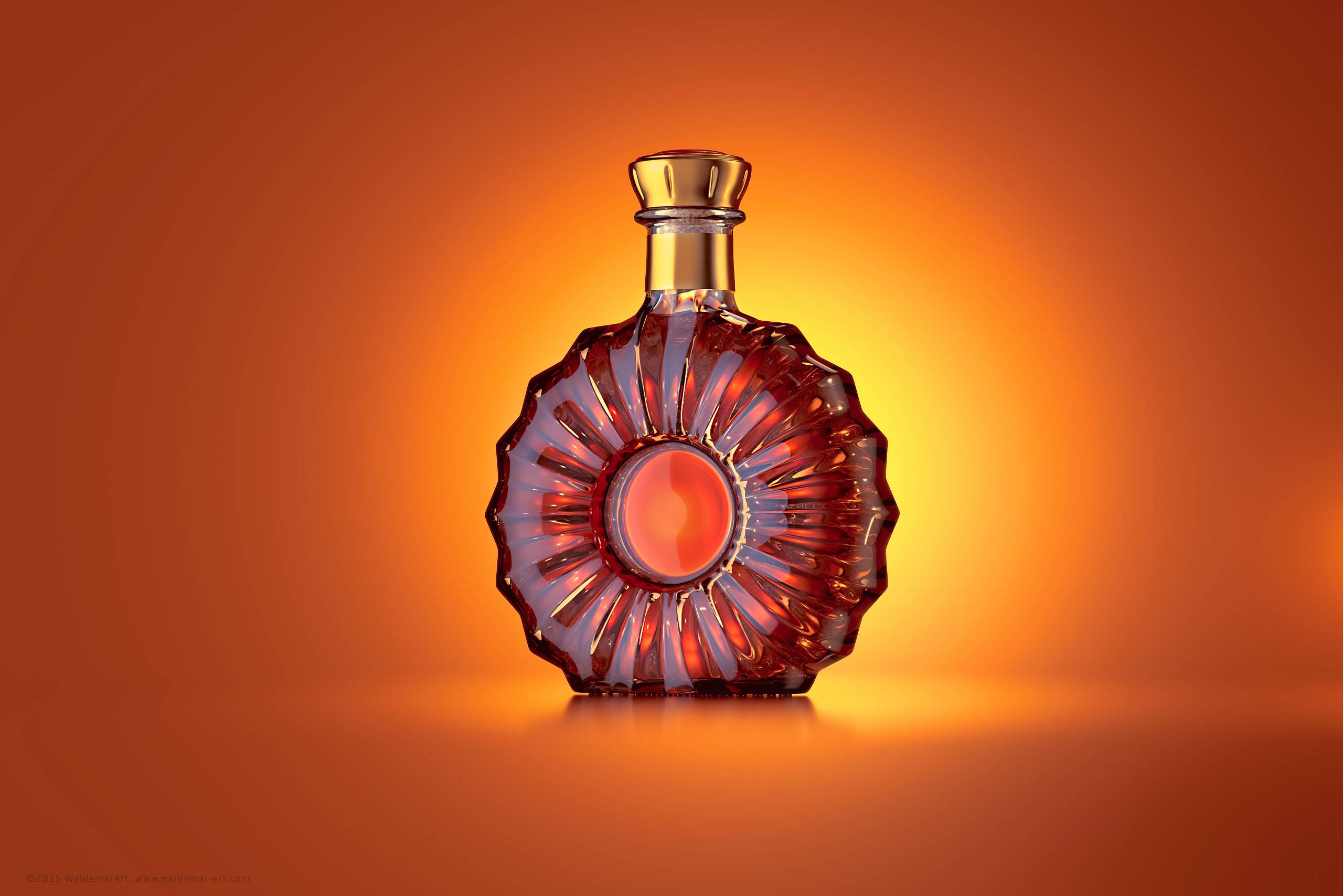 Reny - packaging 3d model of the glass bottle for cognac