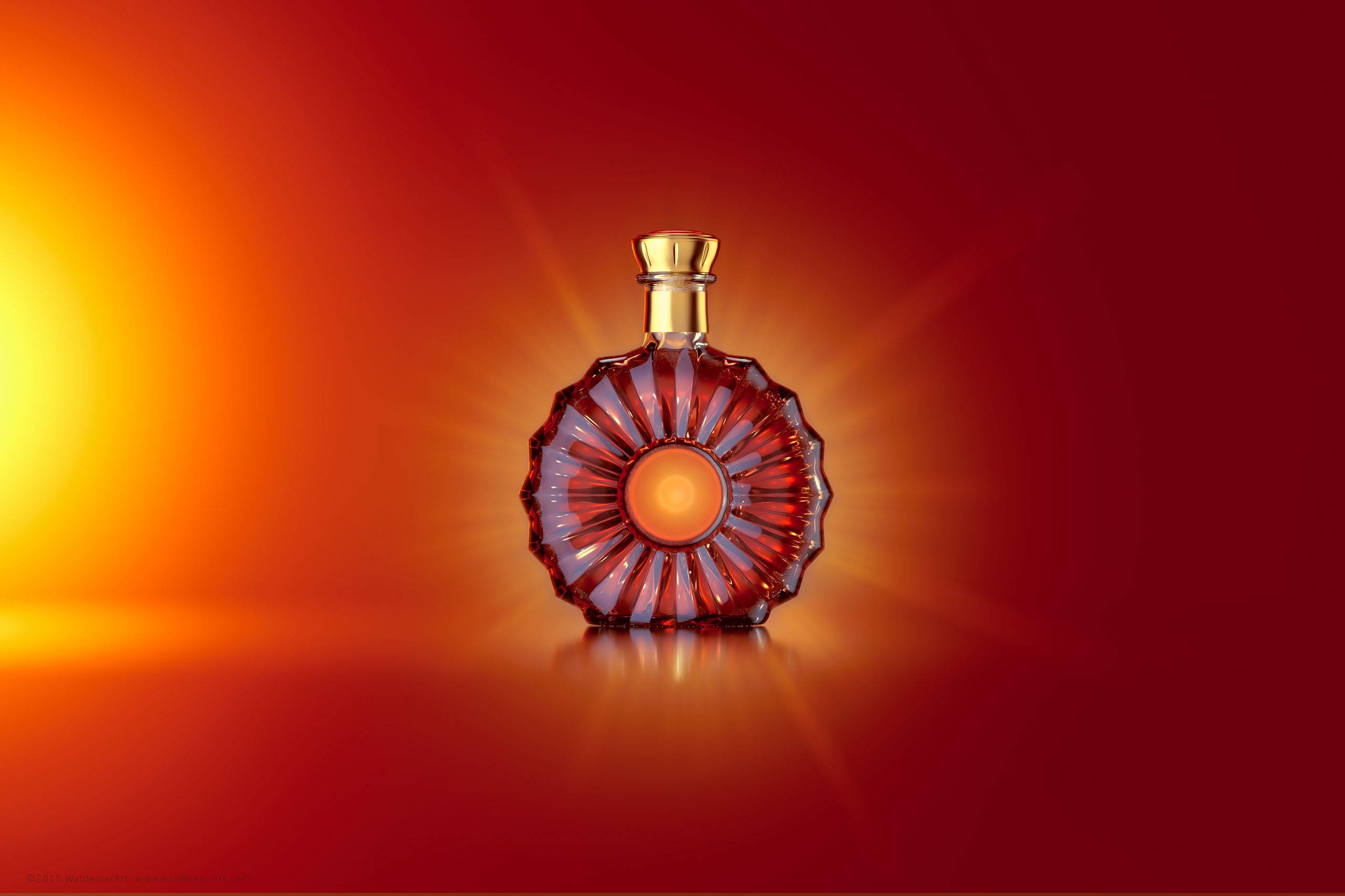 Reny - packaging 3d model of the glass bottle for cognac
