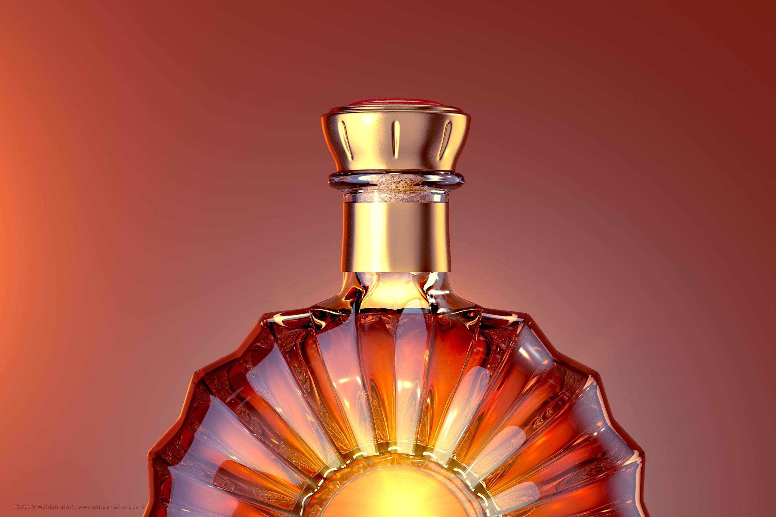 Reny - packaging 3d model of the glass bottle for cognac