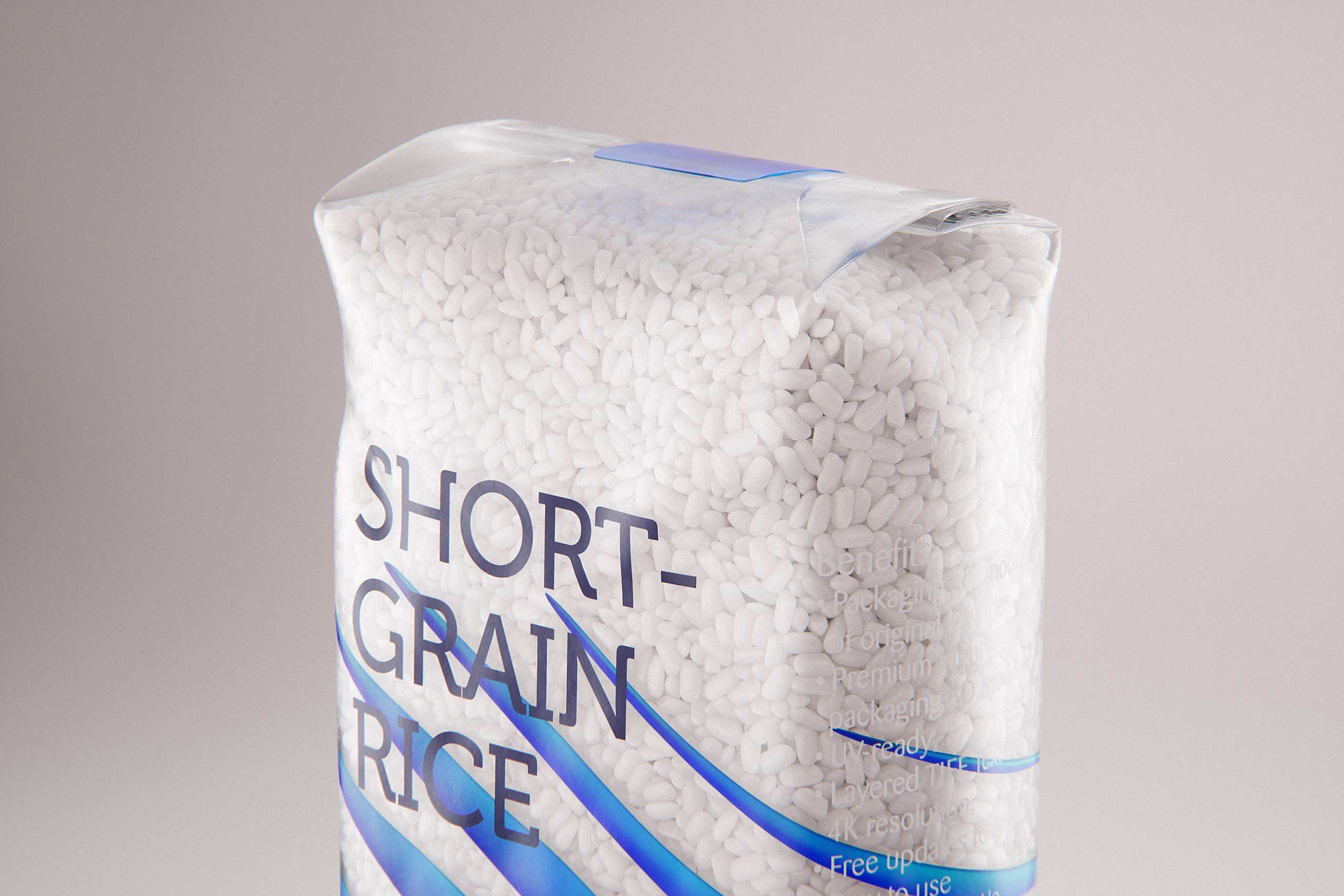 Short-grain rice plastic bag 1000g premium packaging 3d model