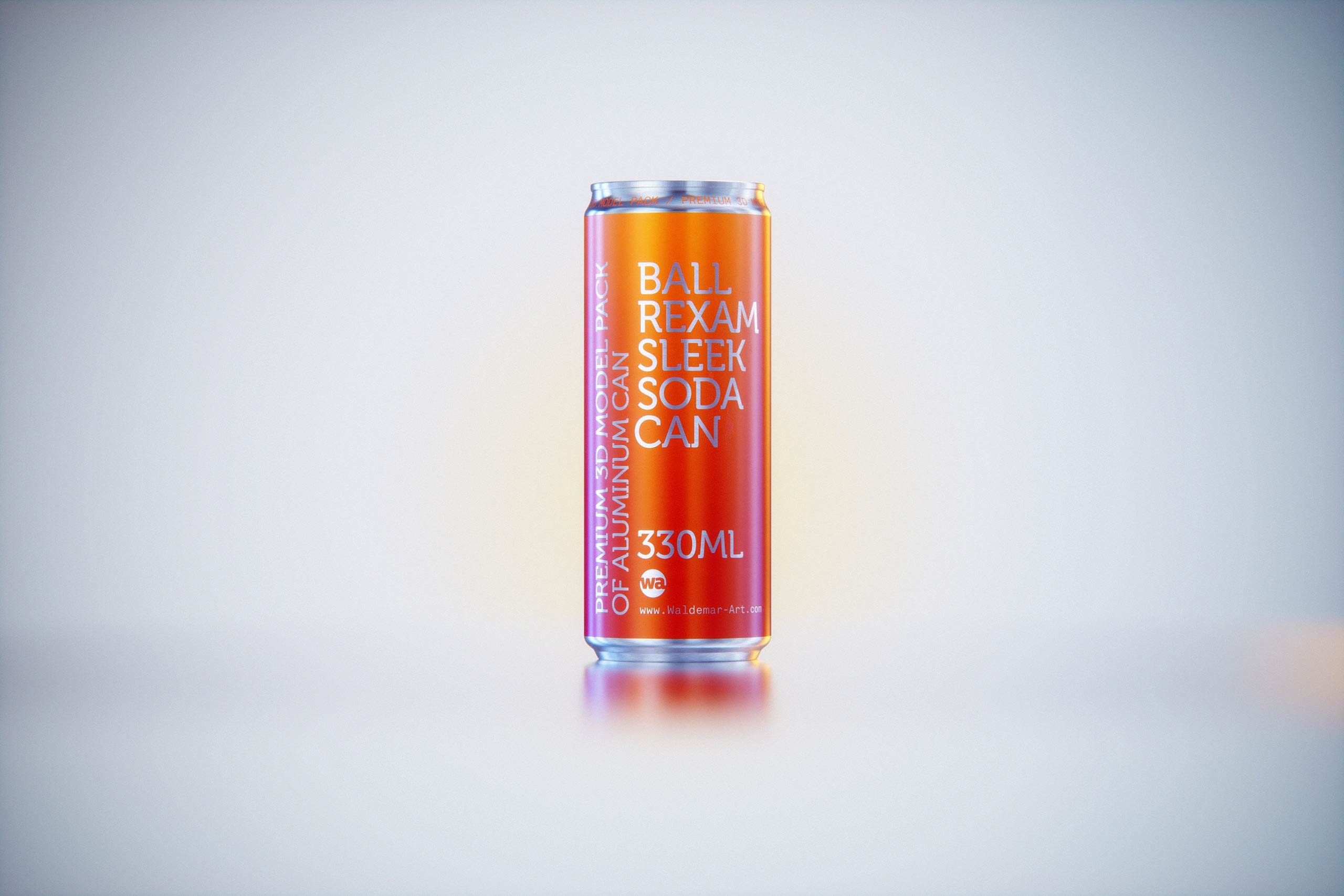 Metal Sleek can 330ml with water droplets and condensation professional 3D model pack