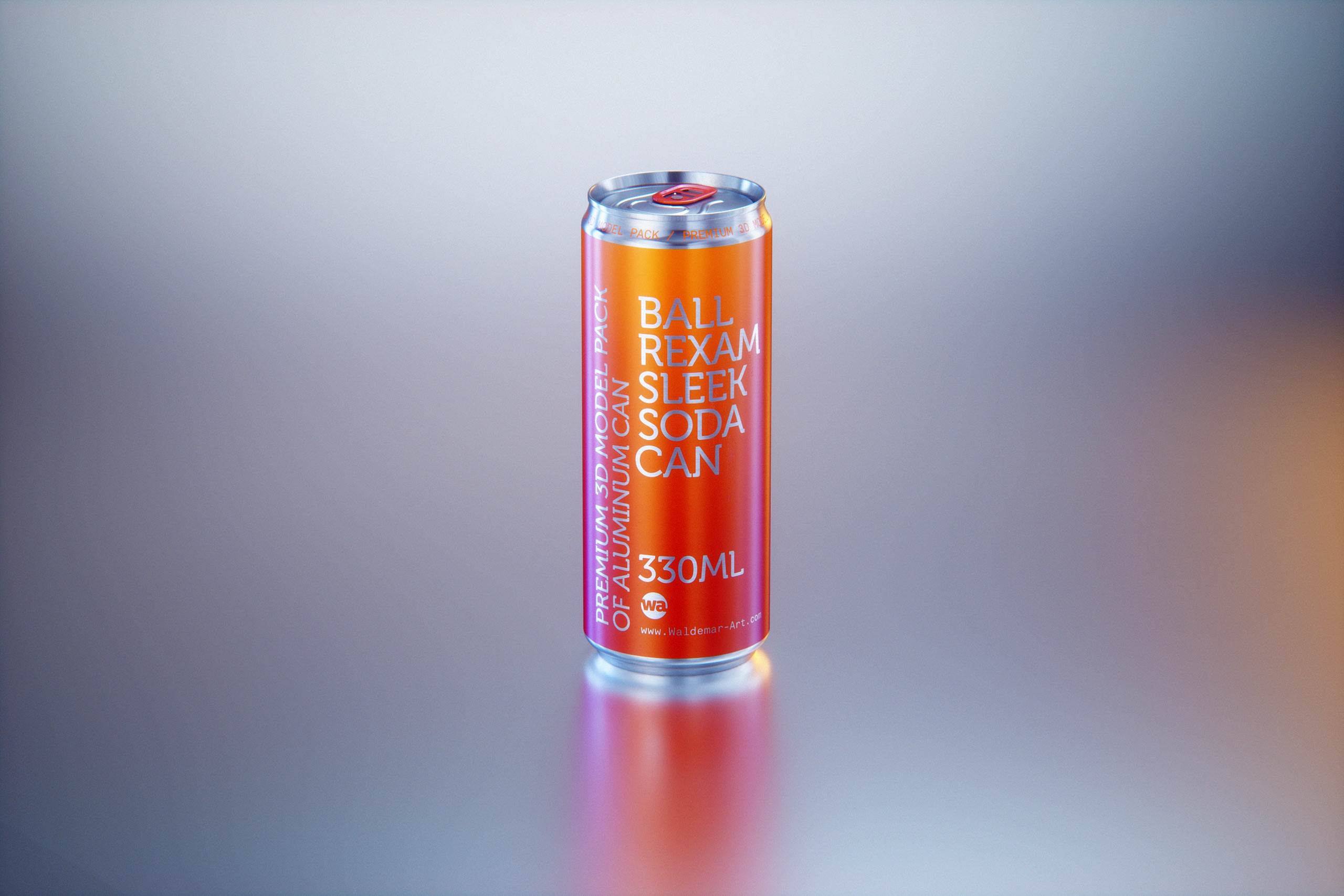Metal Sleek can 330ml with water droplets and condensation professional 3D model pack