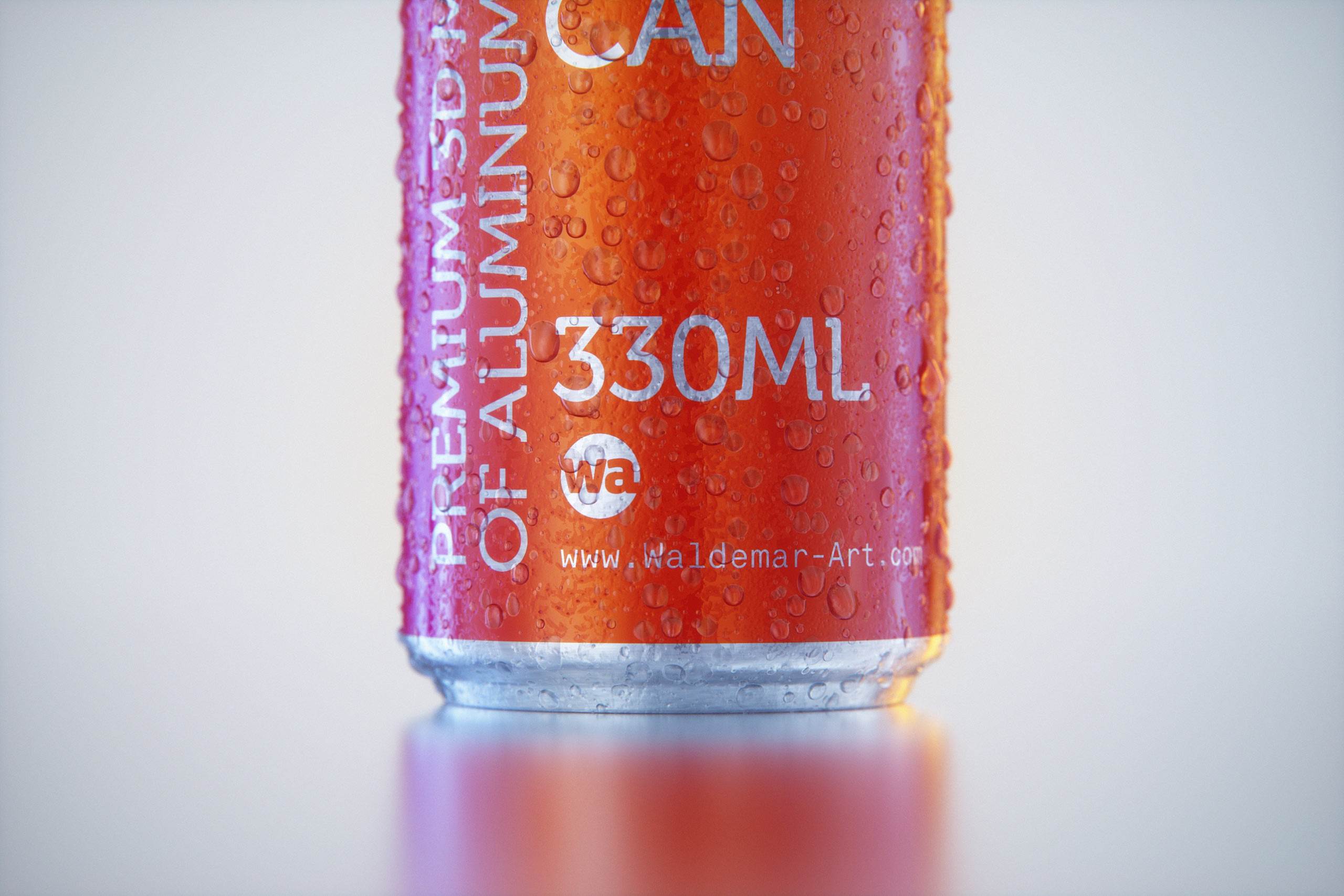 Metal Sleek can 330ml with water droplets and condensation professional 3D model pack