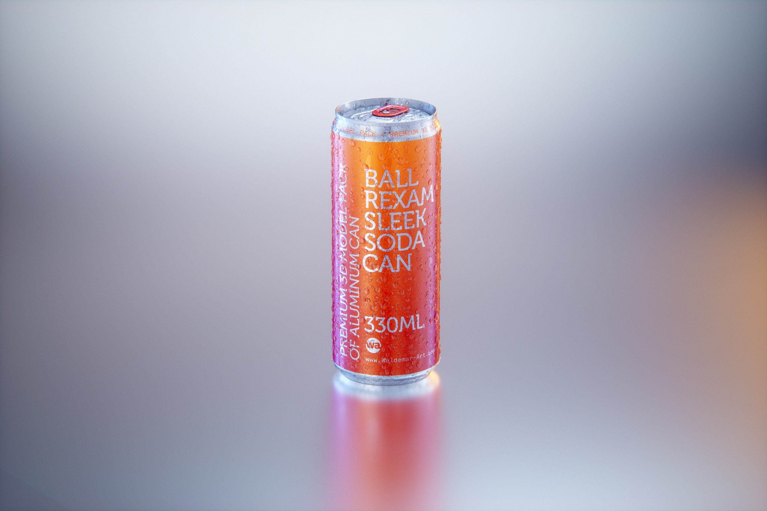 Metal Sleek can 330ml with water droplets and condensation professional 3D model pack