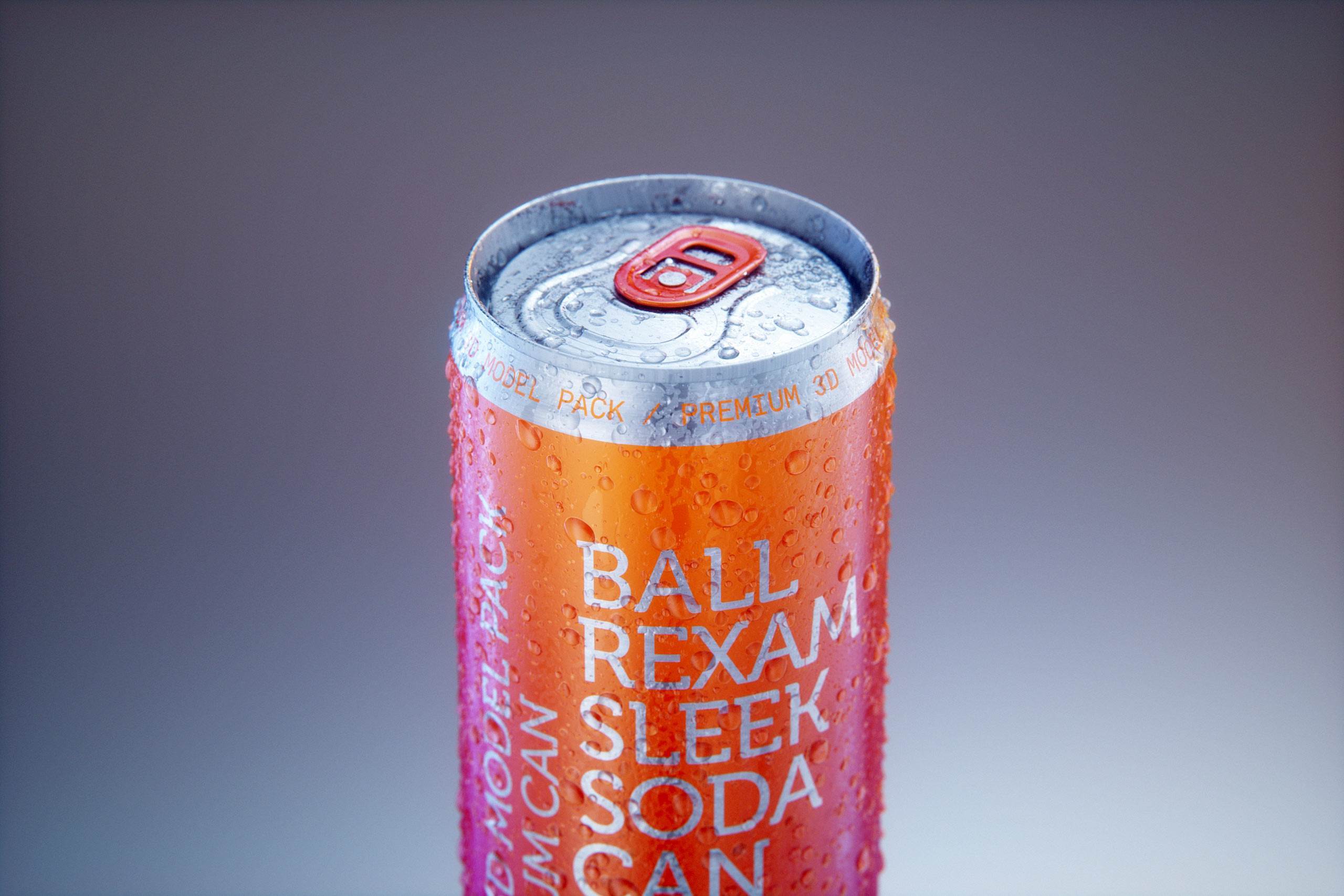 Metal Sleek can 330ml with water droplets and condensation professional 3D model pack