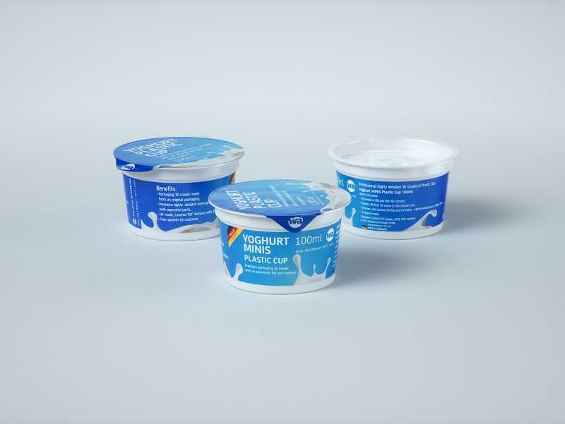 premium 3D model of Yoghurt MINIS 100ml Plastic cup