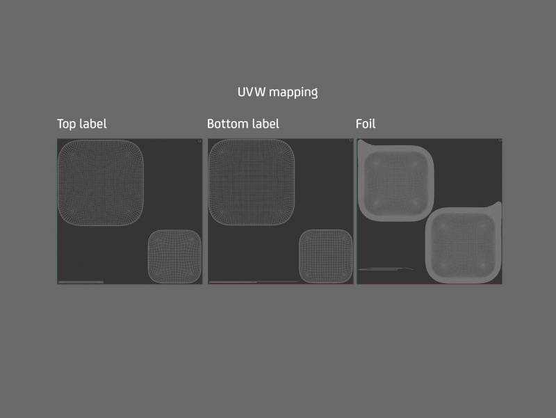 Premium packaging 3D model of a 300g aluminum tray of pet food