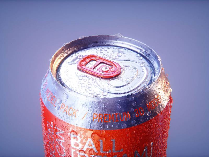 BALL (REXAM) Metal Standard Beer/Soda Can 330ml packaging 3D model with water condensation and frost