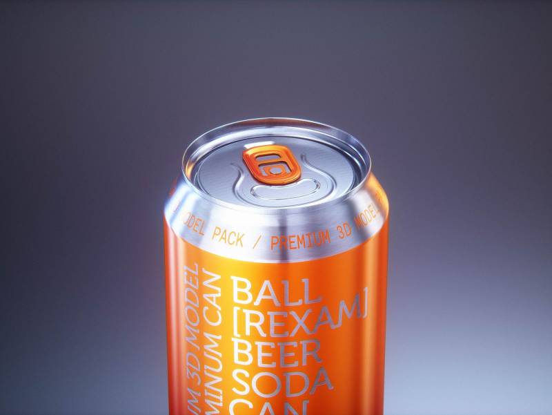 BALL (REXAM) Metal Standard Beer/Soda Can 330ml packaging 3D model with water condensation and frost