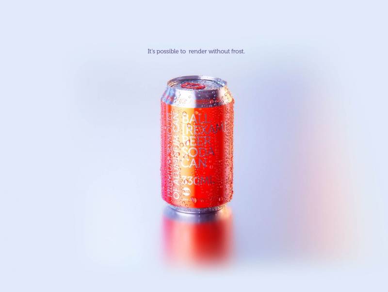 BALL (REXAM) Metal Standard Beer/Soda Can 330ml packaging 3D model with water condensation and frost