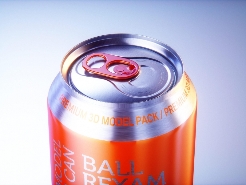 BALL (REXAM) Metal Standard Aluminum Beer/Soda Can 350/355ml packaging 3D model with water condensation and frost