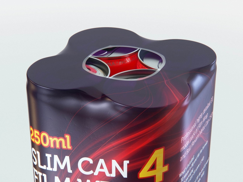 4 Film Wrap packaging for 250ml Slim Soda Can premium packaging 3D model
