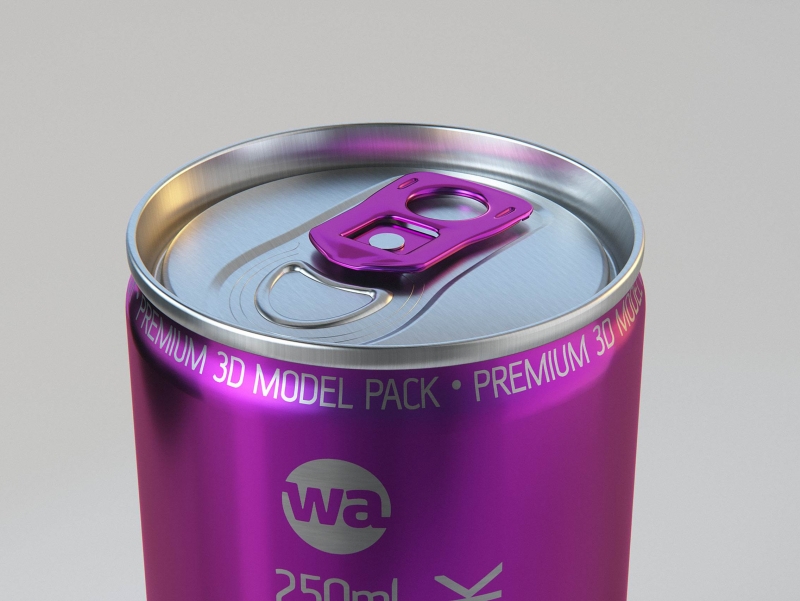 4 Shrink Wrap packaging for 250ml Slim Soda Can premium packaging 3D model