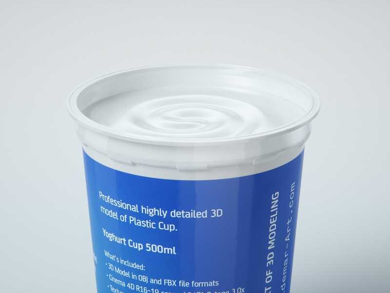 Yoghurt Plastic Cup 500ml Professional packaging 3D model
