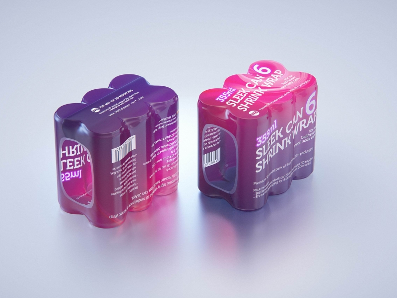 6 Shrink Wrap packaging for Sleek soda can 355ml premium packaging 3D model