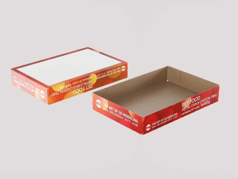 6x Carton Pack for Pet Food Metal Can 400g packaging 3D model