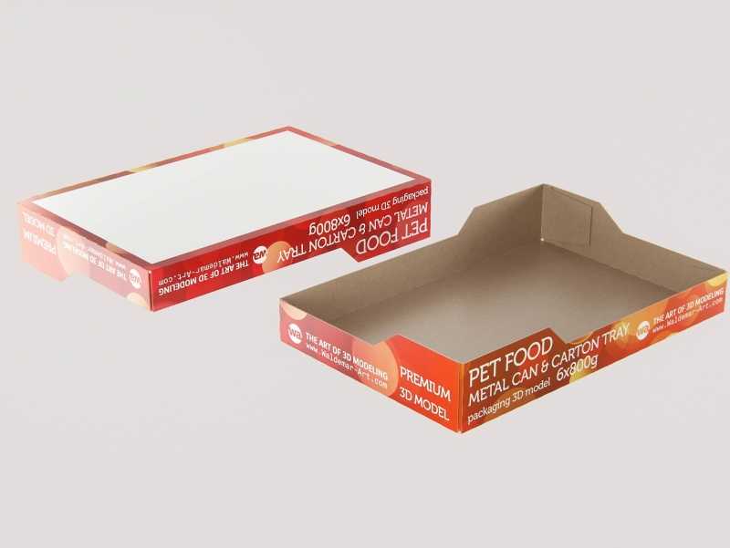 6x Carton Pack for Pet Food Metal Can 800g packaging 3D model