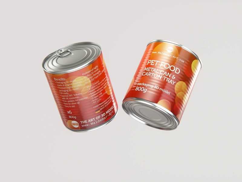 6x Carton Pack for Pet Food Metal Can 800g packaging 3D model