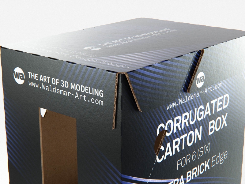 Premium Packaging 3D Model of corrugated cardboard box for 6x1000ml Tetra Brick Edge