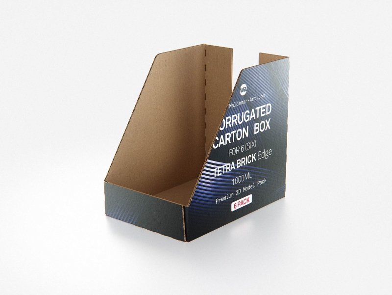 Premium Packaging 3D Model of corrugated cardboard box for 6x1000ml Tetra Brick Edge