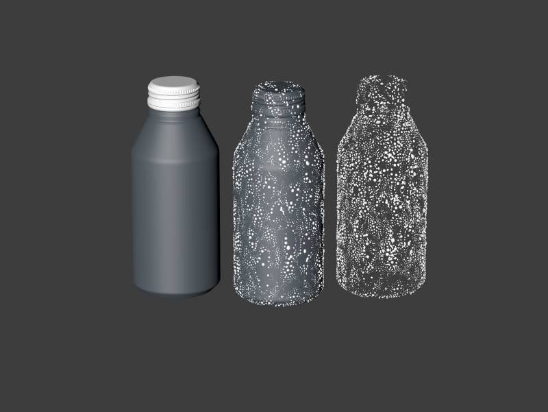 Premium Packaging 3D model of Alumi-tek Aluminum Bottle 355ml (12oz) with water droplets and a frost