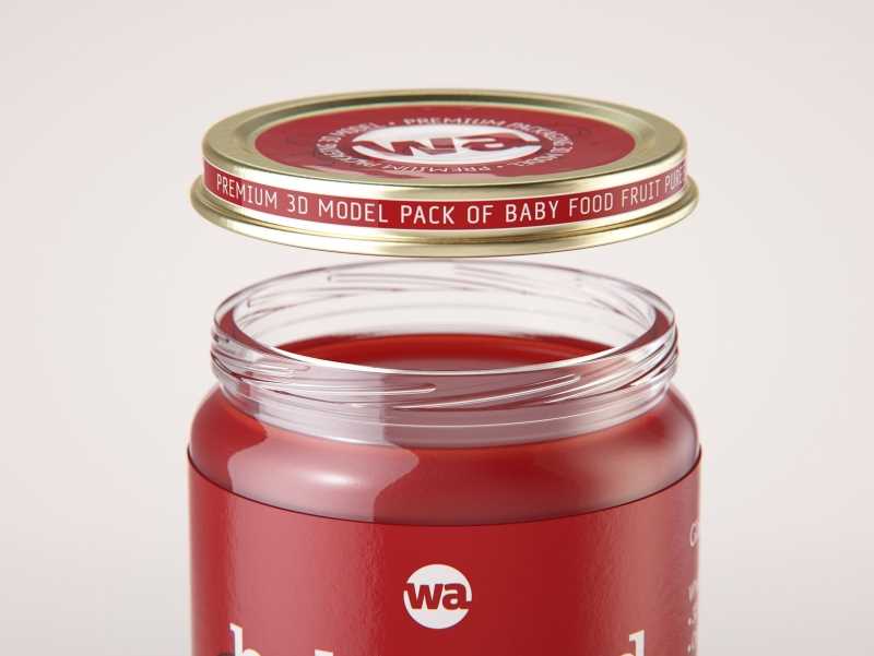 Baby Food Fruit Puree Glass Jar 3D model 190g