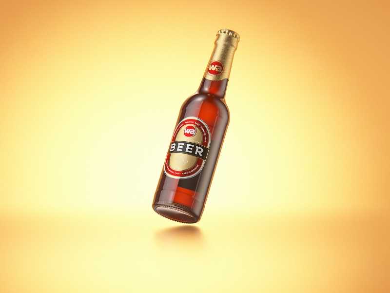 Packaging 3D model of a Beer Brown Glass Bottle 330ml with Crown cork, label and foil