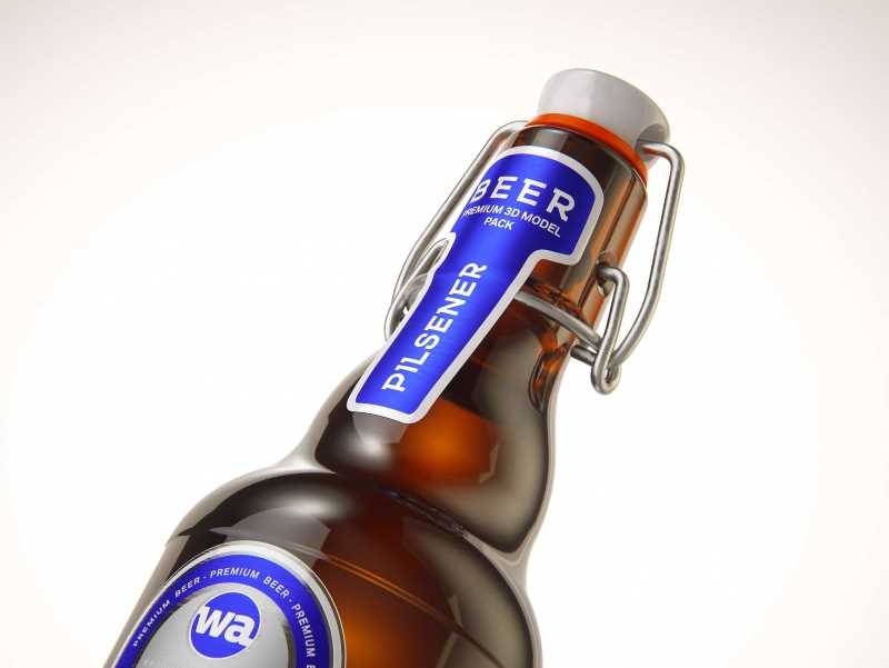 Beer glass bottle 330ml 3d model with Swing Top closure