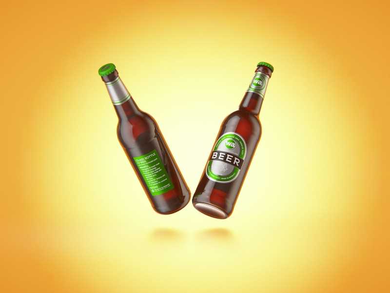 Packaging 3D model of a Beer Brown Glass Bottle 500ml (long neck) with Crown cork and label