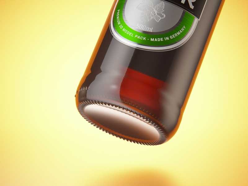 Packaging 3D model of a Beer Brown Glass Bottle 500ml (long neck) with Crown cork and label