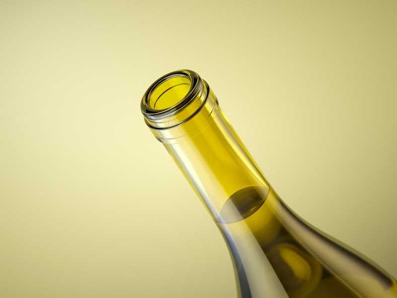 Wine bottle 3D model of Burgundy 750ml for Chardonnay wines with cork and a glass of wine
