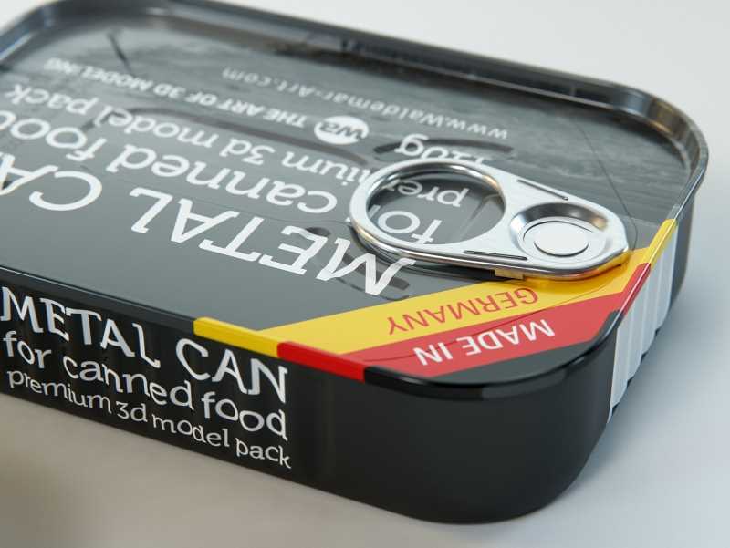 Metal Can 110g for canned sea food packaging 3D model pack with pull tab