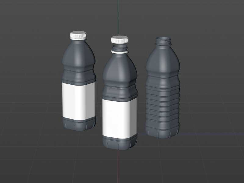 Carree Juice PET Plastic Bottle 1000ml packaging 3d model pack