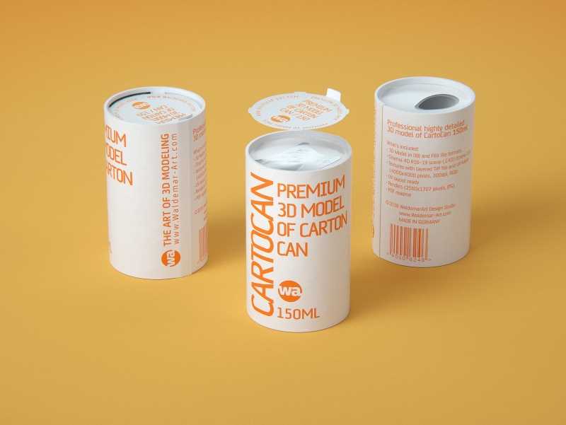 Packaging 3D model of carton can Cartocan 150ml